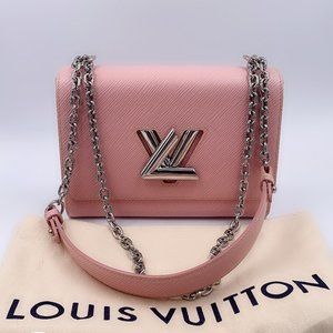 Authentic LOUIS VUITTON Epi Twist MM Pink Shoulder Bag Crossbody Bag